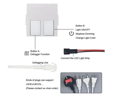 24W Smart LED Dual Touch Dimming Sensor With Built-In Power Supply for Single/Three Color Control and Defogging