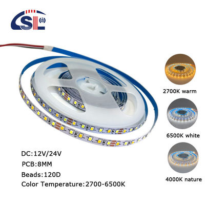 115lm/w 3000K-6500K Ra80 DC12V 120D 8mm LED Light Strips for Bathroom Vanities Mirrors