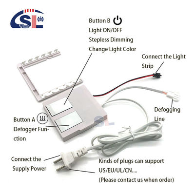 110V 240VAC Double keys Bathroom Led lighting Single/Three color On/Off Dimmer Touch Sensor Switch