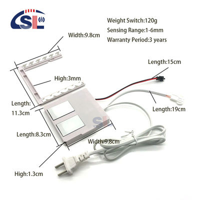 110V 240VAC Double keys Bathroom Led lighting Single/Three color On/Off Dimmer Touch Sensor Switch