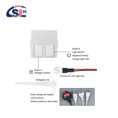 110V 240VAC Double keys Bathroom Led lighting Single/Three color On/Off Dimmer Touch Sensor Switch