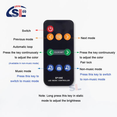 WS2811/WS2812B Individually Addressable Strip Light Control Smart Colorful 9Keys RF Remote SP106E