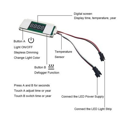 LED ON/OFF/Dimmer Function 12V 5A 60W Touch Sensor Switch for Bathroom Mirror