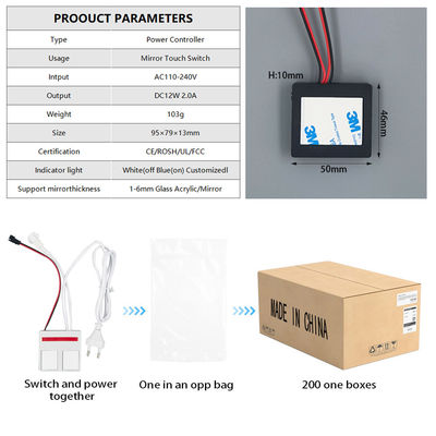 12V 1A 12W 24W 36W Bathroom Mirrors Single Color Touch Sensor Switch Without Bracket