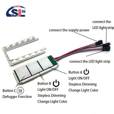 Integrated Dc12 5A Three Button Touch Sensor Switch Control Two Led Strip Light for Bathroom Mirror Defogger