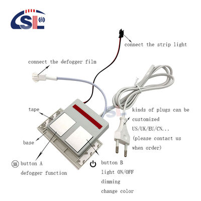 12W Small Double Keys Dimmer Touch Sensor Switch for Bathroom Mirror Defogger Max. 1A