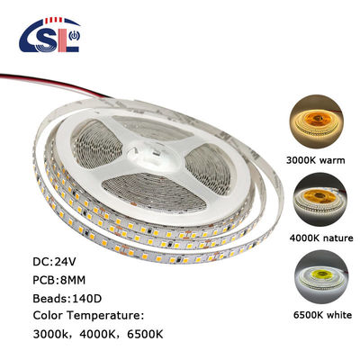 6500K Ra70 DC12V 24V SMD2835 140D 8mm LED Light Strips for Bathroom Vanities Mirrors
