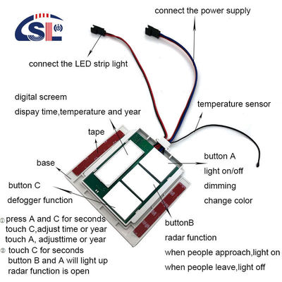 Convenient DC12V SL Muti-function Split Three Buttons Display Time Touch Sensor Switch