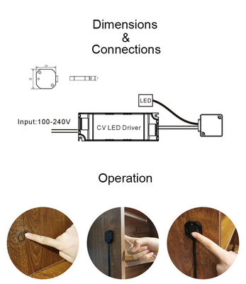DC12V Wooden Board Smart LED Dimmer Hand Touch Sweep Switch for Cabinet DC12V Output