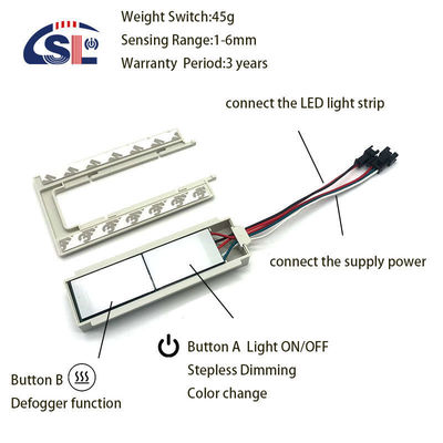 SL 12v Split Two Buttons Three Colors LED Smart Defogger Touch Switch Sensor 11.8cm*6.6cm*1.3cm