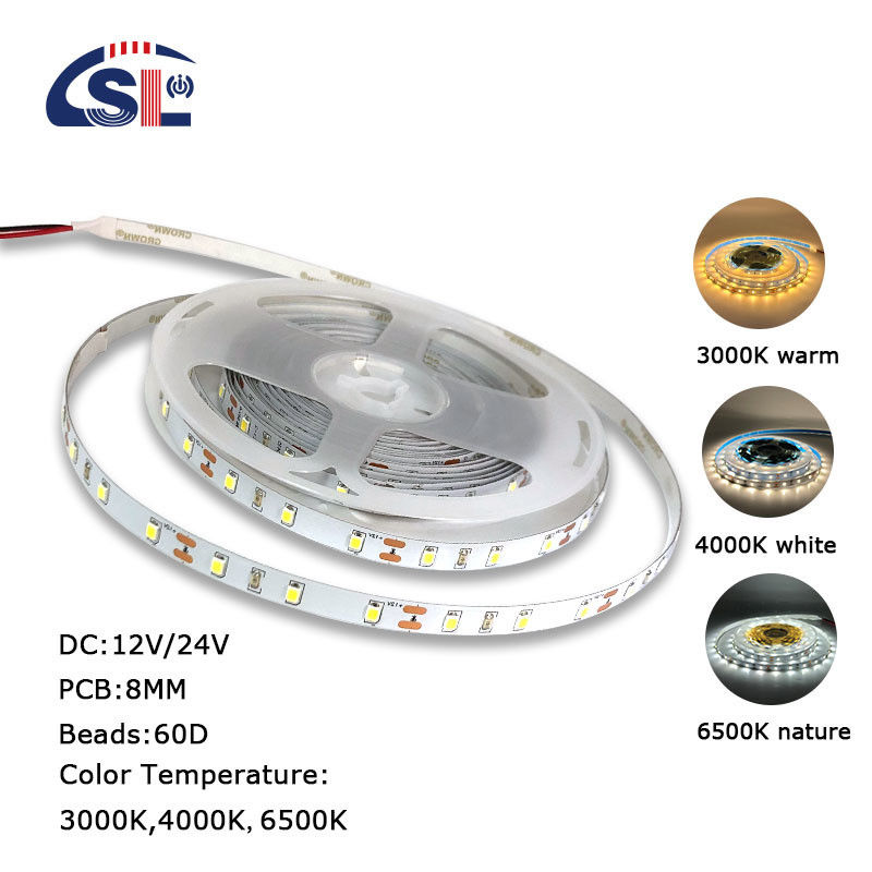 3- DC12V24V 60leds 8mm10mm 3000k 4000k 6500k Electroplate SMD2835 Led Strip Light for Indoor Decoration