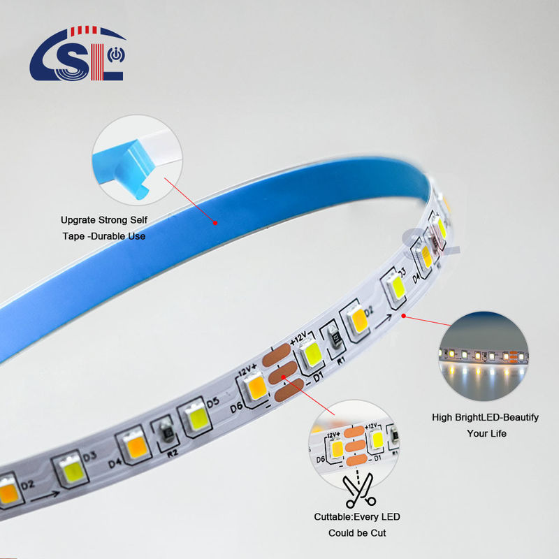 120leds/m 3000k 4000k 6500k CCT Board 8mm SMD2835 Led Strip Light for Outdoor and Indoor decoration