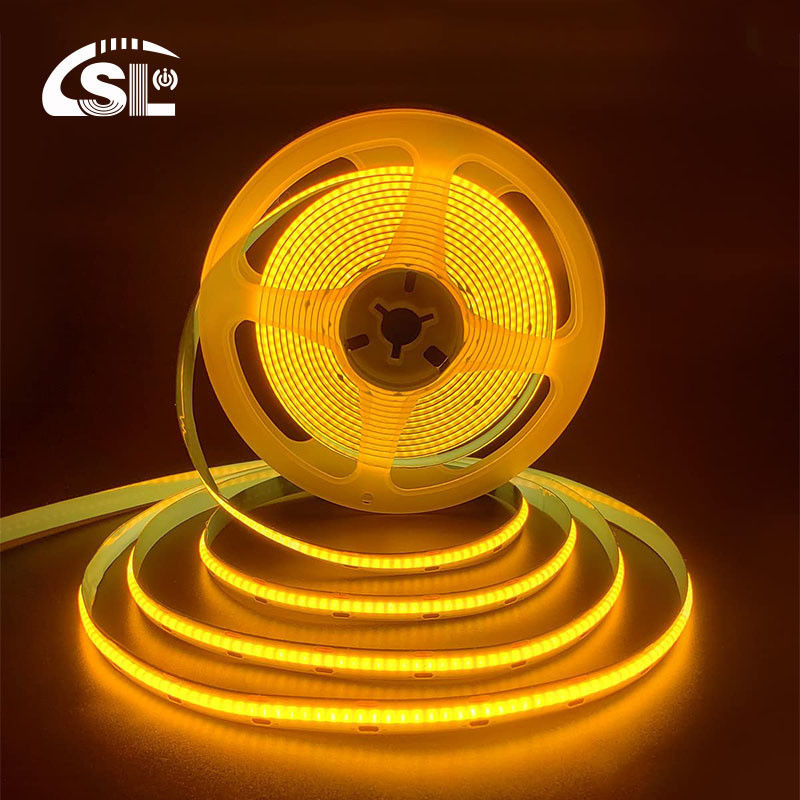 Hotel House COB LED Strip Light CE RoHs IP20 Ra90 8mm Width 12V 24V Golden Yellow