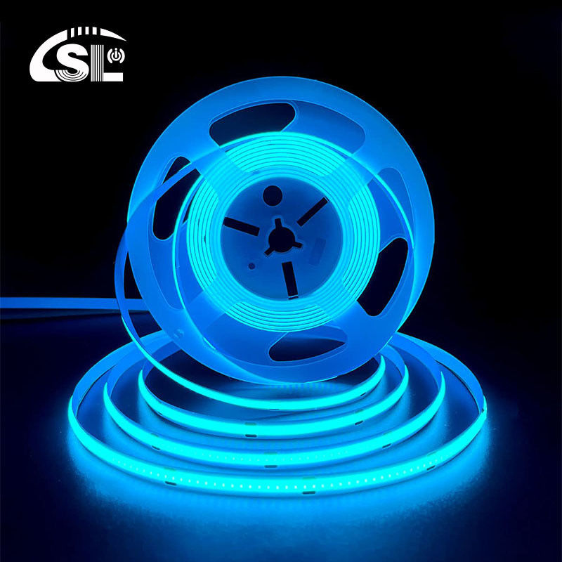 320Leds High Brightness Ice Blue COB Led Strip Light CE RoHs IP20 8mm Width 12V24V