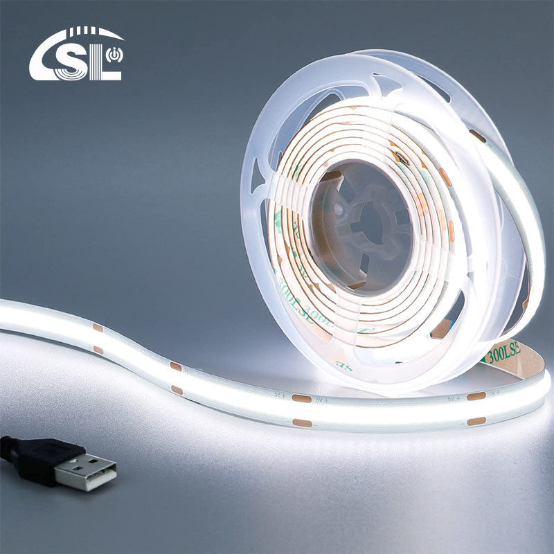 5v 320leds 8mm 6500K White COB Led Strip Light for Living Lighting by Switch Control