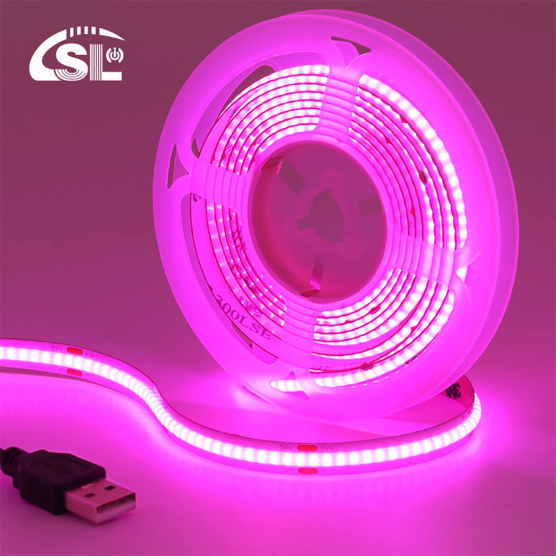 12v24v Wifi Control Mode 8mm 320leds Purple High Brightness COB Led Strip Light 0.06kg