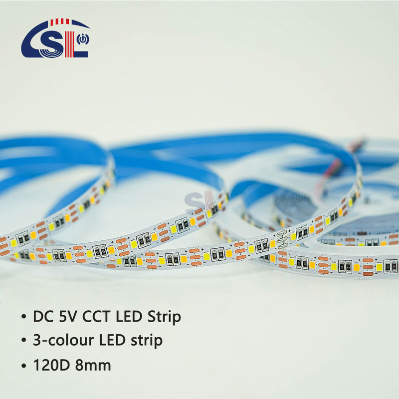 Adjustable Color Temperature LED Strip Light 120 LEDs/m Dual Color 8MM Not Waterproof