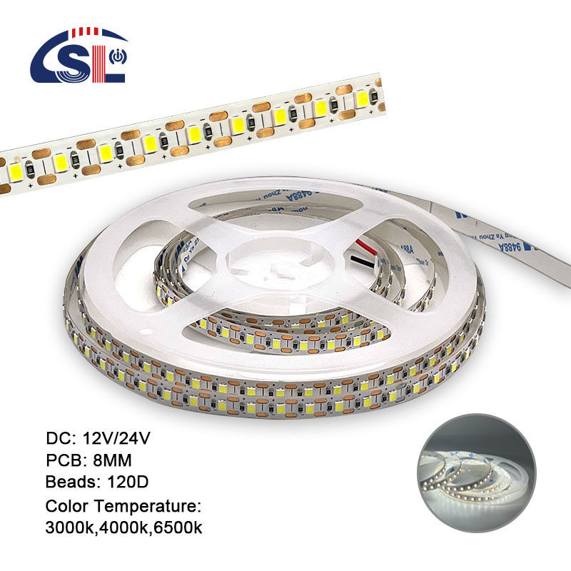 2200 lm High Brightness 2835 120led/m LED Strip 8mm Width 12V 24V Single Cut Light Strip