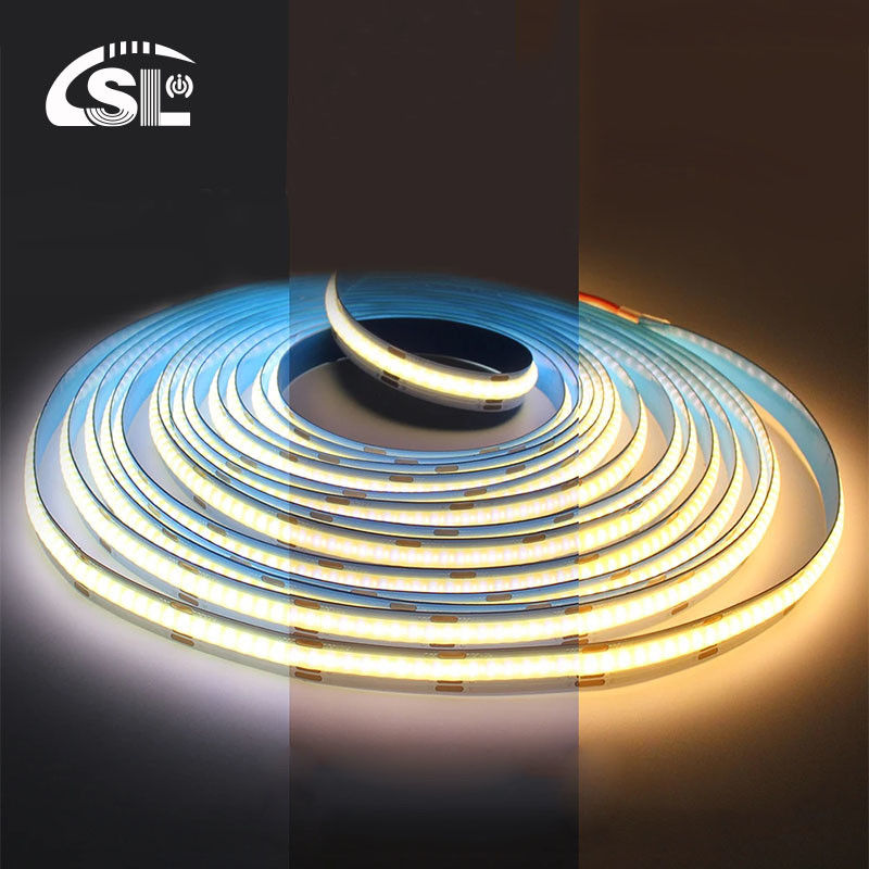 12v24v 8mm 608leds 3000K 4000K 6500K CCT Electroplate Dual Color COB Led Strip Light