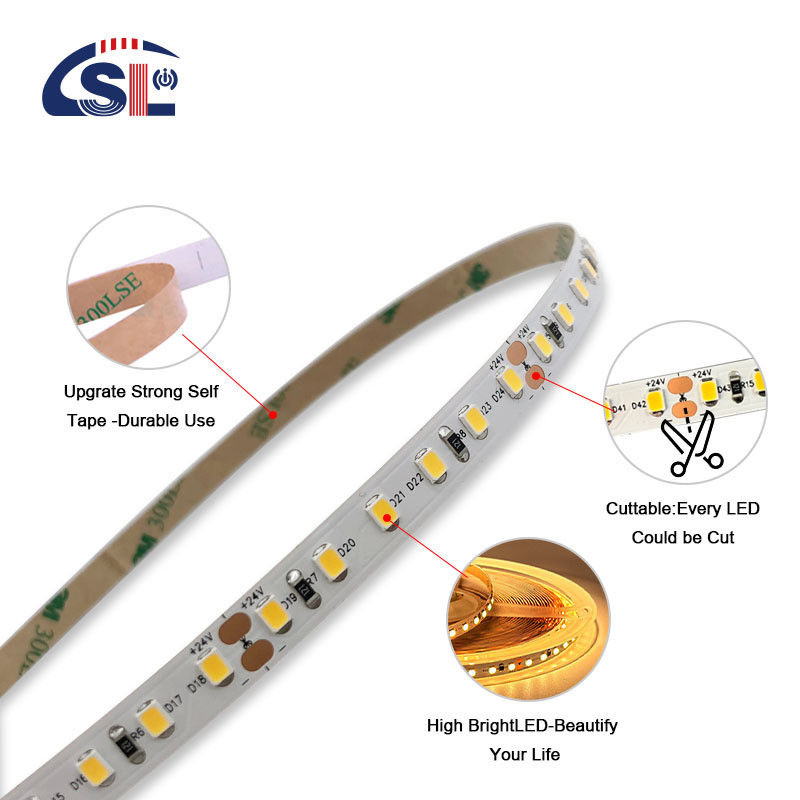 IP20 2835 SMD Single Color LED Strip Light 120 Led 12V 24V 8W Low Voltage 3M for Mirror