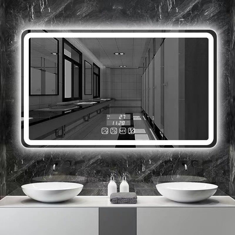 Hotel Home Bathroom Decoration Large Oval Bath Mirrors with Touch Screen and LED Lights
