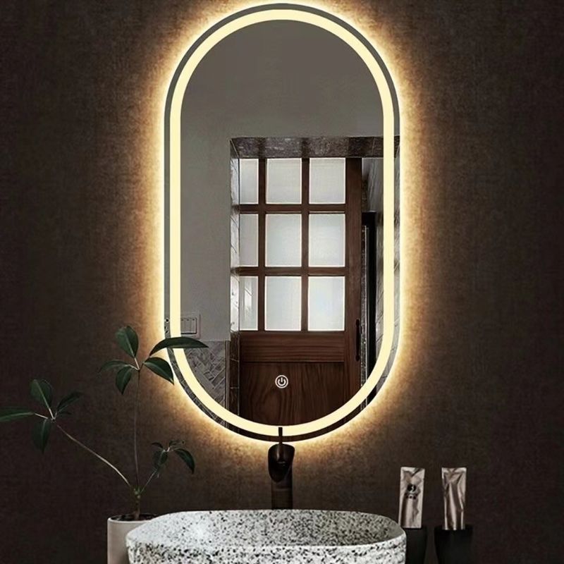 Hotel Home Bathroom Decoration LED Lighted Triple Color Lights Waterproof Vanity Mirror