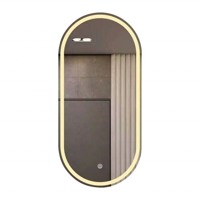 Smart LED Bathroom Vanity Mirror with Oval Bath Toilet and Luminous Lights in Silver