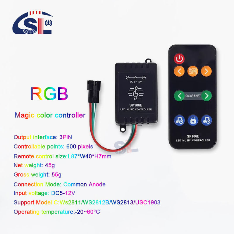 LED Strip Lights Music Controller with Remote Control Distance of 10m and Symphony IC