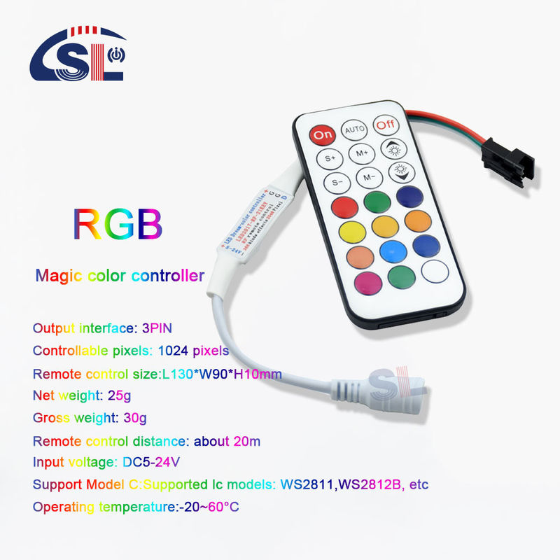 120lm/w Support IC Type 12V 21Keys RF Remote Digital LED Controller for WS2811 WS2812